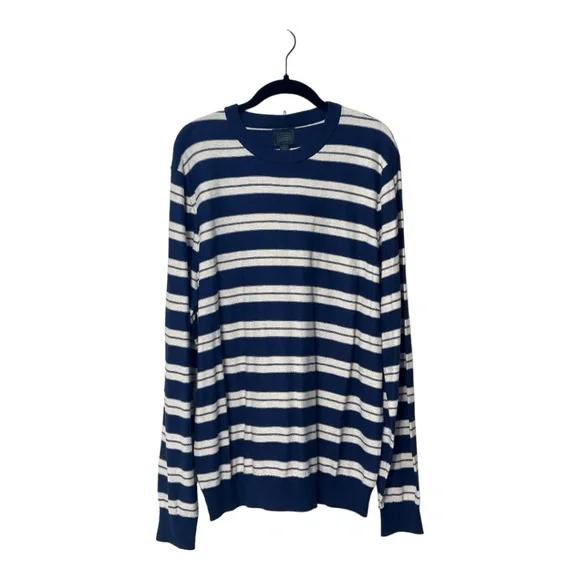 NWT 14TH & Union Striped Crewneck Sweater /navy-sand - Picture 3 of 4